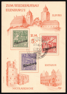 1946 Eilenburg (Saxony), Local Post, Germany, Souvenir Sheet (Full Set, Eilenburg Postmark)