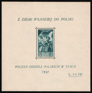 1946 Barletta - Trani, Polish II Corps in Italy, Poland, DP Camp, Displaced Persons Camp, Souvenir Sheet