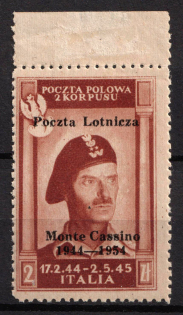 1954 2zl Barletta - Trani, Polish II Corps in Italy, Poland, DP Camp, Displaced Persons Camp, Airmail (Margin)