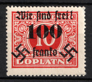 1938 100h on 10h Occupation of Rumburg, Sudetenland, Germany (Signed)