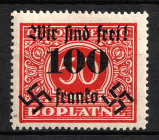 1938 100h on 50h Occupation of Rumburg, Sudetenland, Germany (Signed)