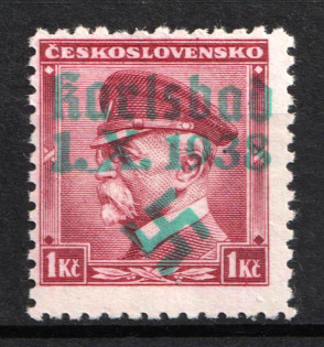 1938 1kc Occupation of Karlsbad, Sudetenland, Germany (Signed)