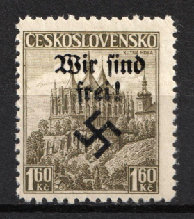 1938 1.60kc Occupation of Rumburg, Sudetenland, Germany (Signed)