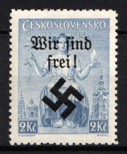1939 2kc Moravia-Ostrava, Bohemia and Moravia, Germany Local Issue (Signed)