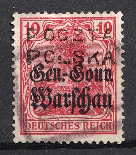 1918 10f Wloclawek Local Issue, Poland (Type I, Used)