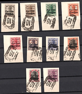 1918 Wloclawek Local Issue, Poland (On piece, Type III, Numeral Postmarks)