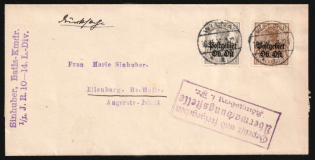 1916 (10 Nov) Eastern Lands, German Occupation, Germany, Censored Cover from Vilnius to Eilenburg franked with 2.5pf and 3pf