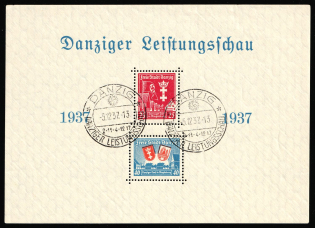 1937 Danzig Gdansk, Germany, Souvenir Sheet (Used)