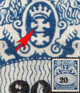 1932 Danzig Gdansk, Germany, Official Stamps (Left Arm of the Upper Heraldic Cross Thin)