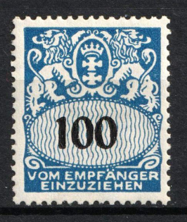 1932 Danzig Gdansk, Germany, Official Stamps (Blue Dot on the Body Below the Tail on the Right Lion)