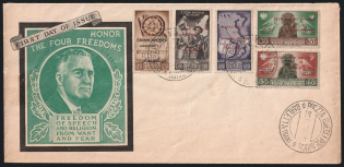 1945 (20 Apr) 'Freedom of Speech and Religion. From Want and Fear', First Day of Issue Cover franked with Full Set 15cmi - 80cmi, Barletta - Trani, Polish II Corps in Italy, Poland, DP Camp, Displaced Persons Camp