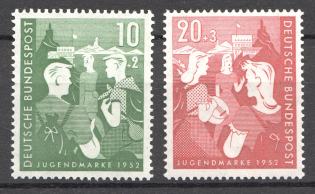 1952 Germany Federal Republic (CV $60, Full Set, MNH)