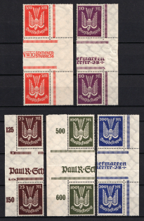 1923 Weimar Republic, Germany, Airmail, Gutter Pairs (Full Set, Corner Margins, Plate Numbers, MNH)