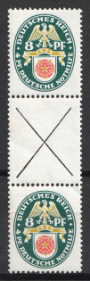 1929 8pf Weimar Republic, Germany, Se-tenant, Zusammendrucke (MNH)