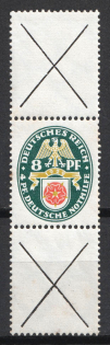 1929 8pf Weimar Republic, Germany, Se-tenant, Zusammendrucke (MNH)