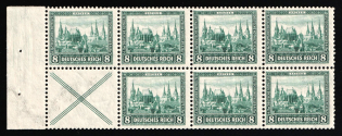 1930 8pf Weimar Republic, Germany, Se-tenant, Zusammendrucke, Block (MNH)