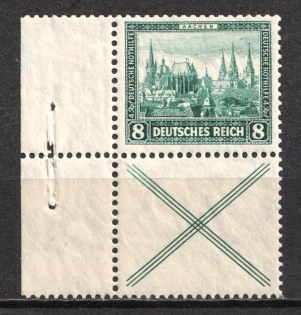 1930 8pf Weimar Republic, Germany, Se-tenant, Zusammendrucke (Margin, MNH)