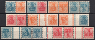 1921 Weimar Republic, Germany, Gutter Tete-beches, Se-tenants, Zusammendrucke