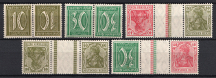 1921 Weimar Republic, Germany, Gutter Tete-beches, Se-tenants, Zusammendrucke