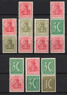 1921 Weimar Republic, Germany, Se-tenants, Zusammendrucke