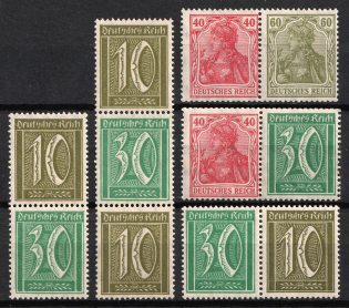 1921 Weimar Republic, Germany, Se-tenants, Zusammendrucke, Pairs (Signed)