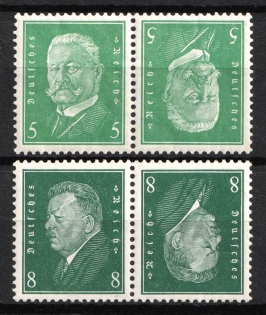 1928 Weimar Republic, Germany, Tete-beches, Se-tenants, Zusammendrucke