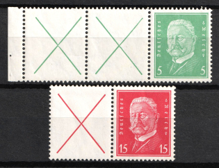 1928 Weimar Republic, Germany, Se-tenants, Zusammendrucke