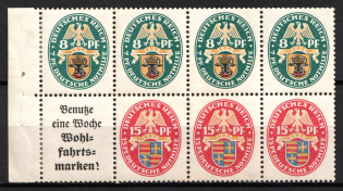 1928 Weimar Republic, Germany, Se-tenant, Zusammendrucke, Block