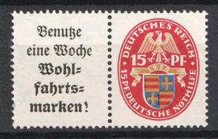 1928 15pf Weimar Republic, Germany, Se-tenant, Zusammendrucke