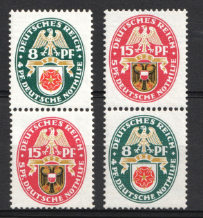 1929 Weimar Republic, Germany, Se-tenants, Zusammendrucke