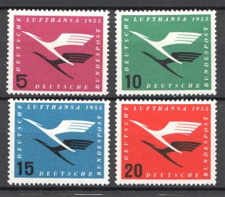 1955 Germany Federal Republic Airmail (CV $50, Full Set, MNH)
