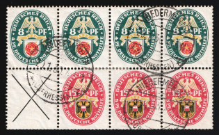 1929 Weimar Republic, Germany, Se-tenant, Zusammendrucke, Block (Used)