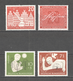 1956 Germany Federal Republic (CV $35, Full Sets, MNH)