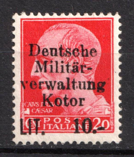 1944 10l Kotor, German Occupation of Bay of Montenegro (Big 'w', Normal 'a', Signed, Certificate)