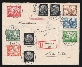 1933 (18 Dec) Third Reich, Germany, Registered Cover from Pirmasens to Cologne franked with 4 x 1pf, 3pf, 4pf, 5pf, 6pf, 8pf, 12pf