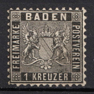 1862 1kr Baden, German States, Germany
