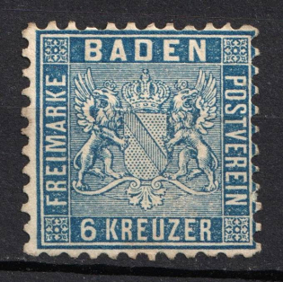 1862-63 6kr Baden, German States, Germany