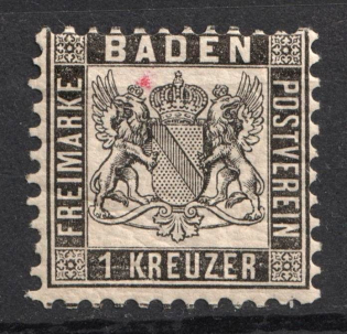 1864 1kr Baden, German States, Germany