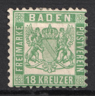 1862 18kr Baden, German States, Germany