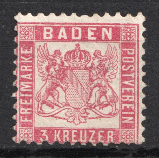 1862 3kr Baden, German States, Germany