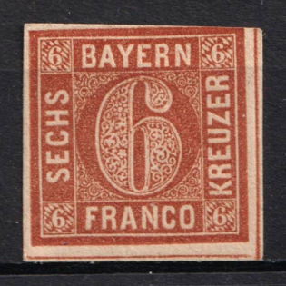 1850 6kr Bavaria, German States, Germany