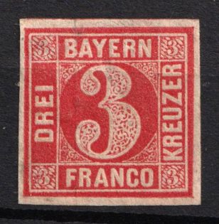 1862 3kr Bavaria, German States, Germany