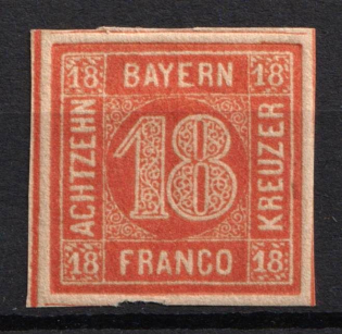 1862 18kr Bavaria, German States, Germany