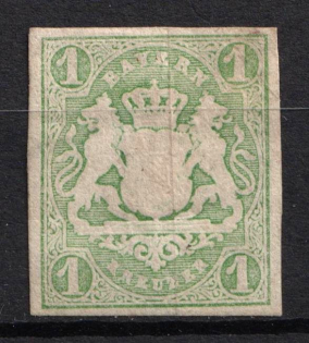 1867 1kr Bavaria, German States, Germany (Signed)