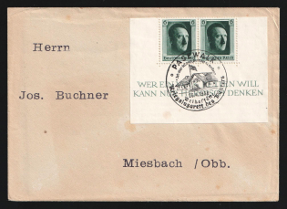 1938 (20 Apr) Third Reich, Germany, Cover from Pasewalk to Miesbach franked with 2 x 6pf (Special Cancellation)