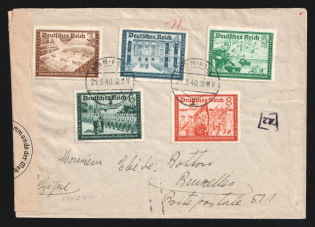 1940 (21 Mar) Third Reich, Germany, Cover from Cologne to Brunelles (France) franked with 3pf, 4pf, 5pf, 6pf, 8pf