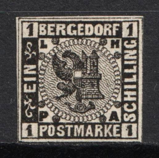 1861 1s Bargedorf, German States, Germany (Signed)