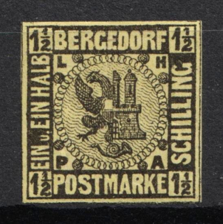 1861 1.5s Bargedorf, German States, Germany (Signed)