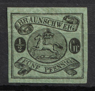 1863 1/2gr on 5pf Braunschweig, German States, Germany