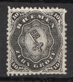 1867 10gr Bremen, German States, Germany (Signed)